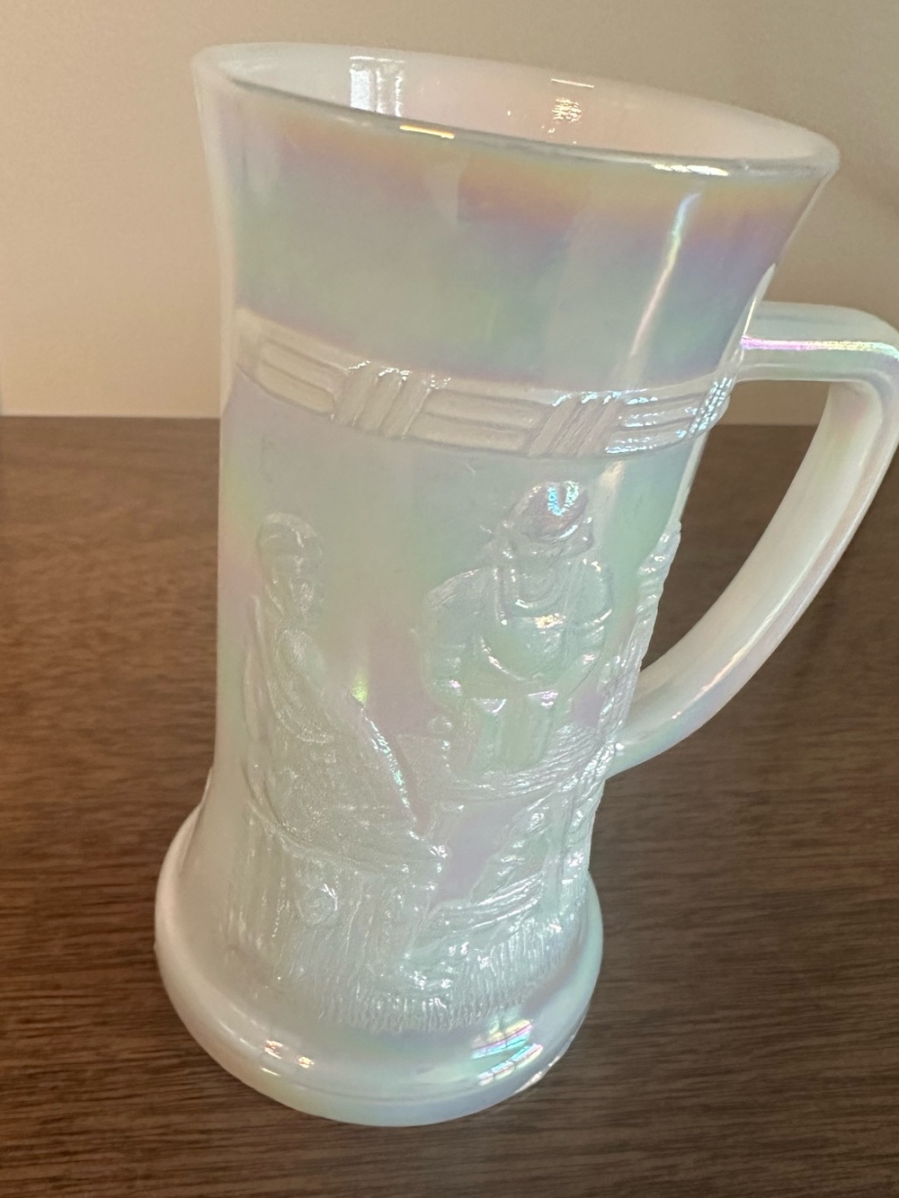Vintage Federal Moonglow Beer Stein Iridescent Milk Glass Mug USA